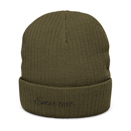 Embroidered Ribbed Knit Beanie