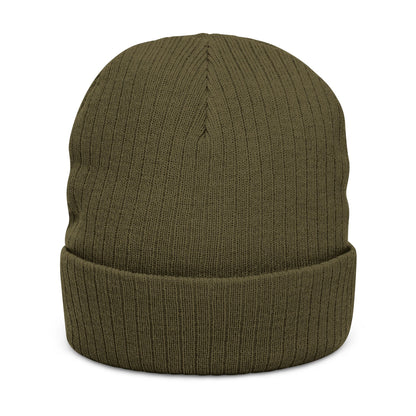 Embroidered Ribbed Knit Beanie