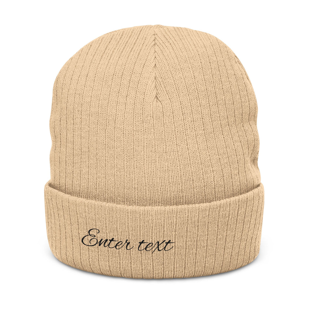 Embroidered Ribbed Knit Beanie