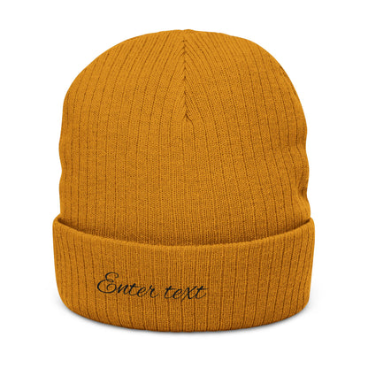 Embroidered Ribbed Knit Beanie