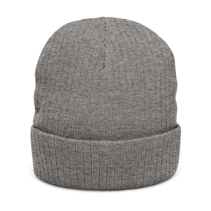 Embroidered Ribbed Knit Beanie