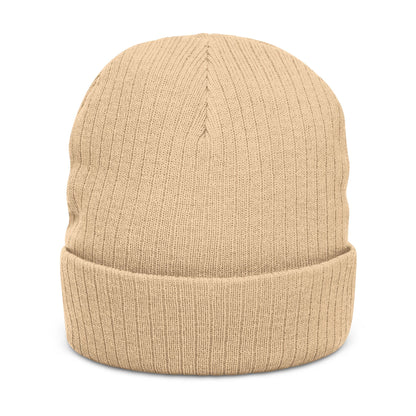 Embroidered Ribbed Knit Beanie