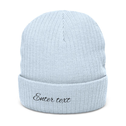Embroidered Ribbed Knit Beanie