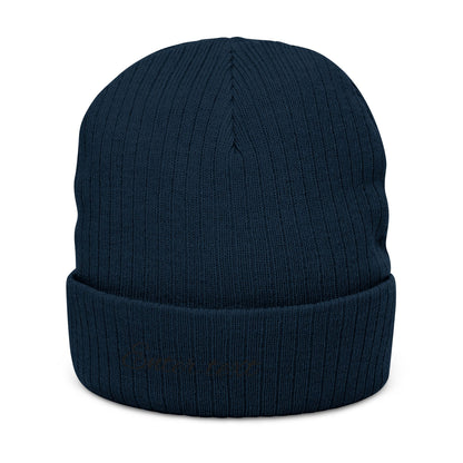 Embroidered Ribbed Knit Beanie