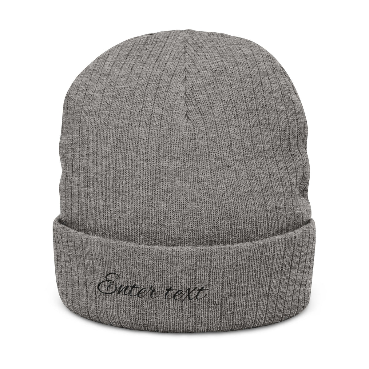 Embroidered Ribbed Knit Beanie